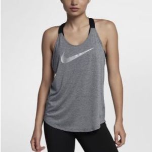 (S) Nike Breathe Elastika Strappy Tank Top Gray Black Small Training Gym Dri-Fit